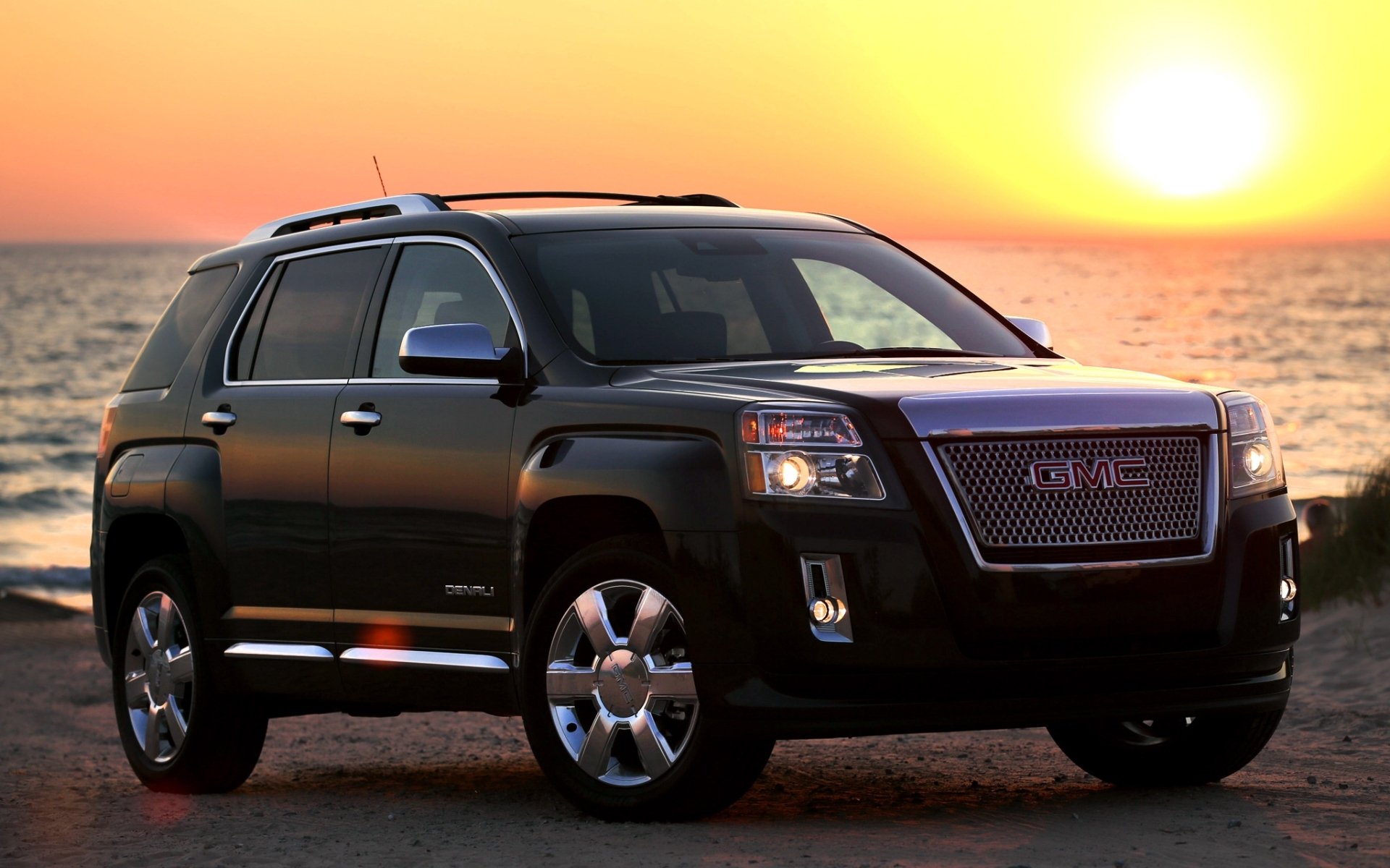 gmc terrain denali jeep front beach sunset sun