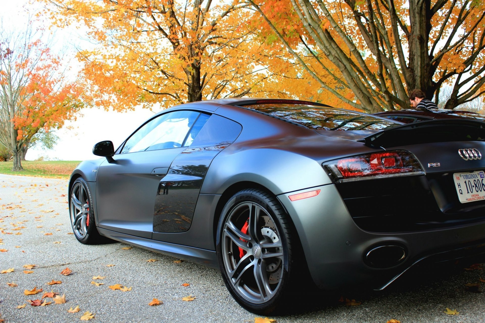 audi r8 v10 black rear view machine