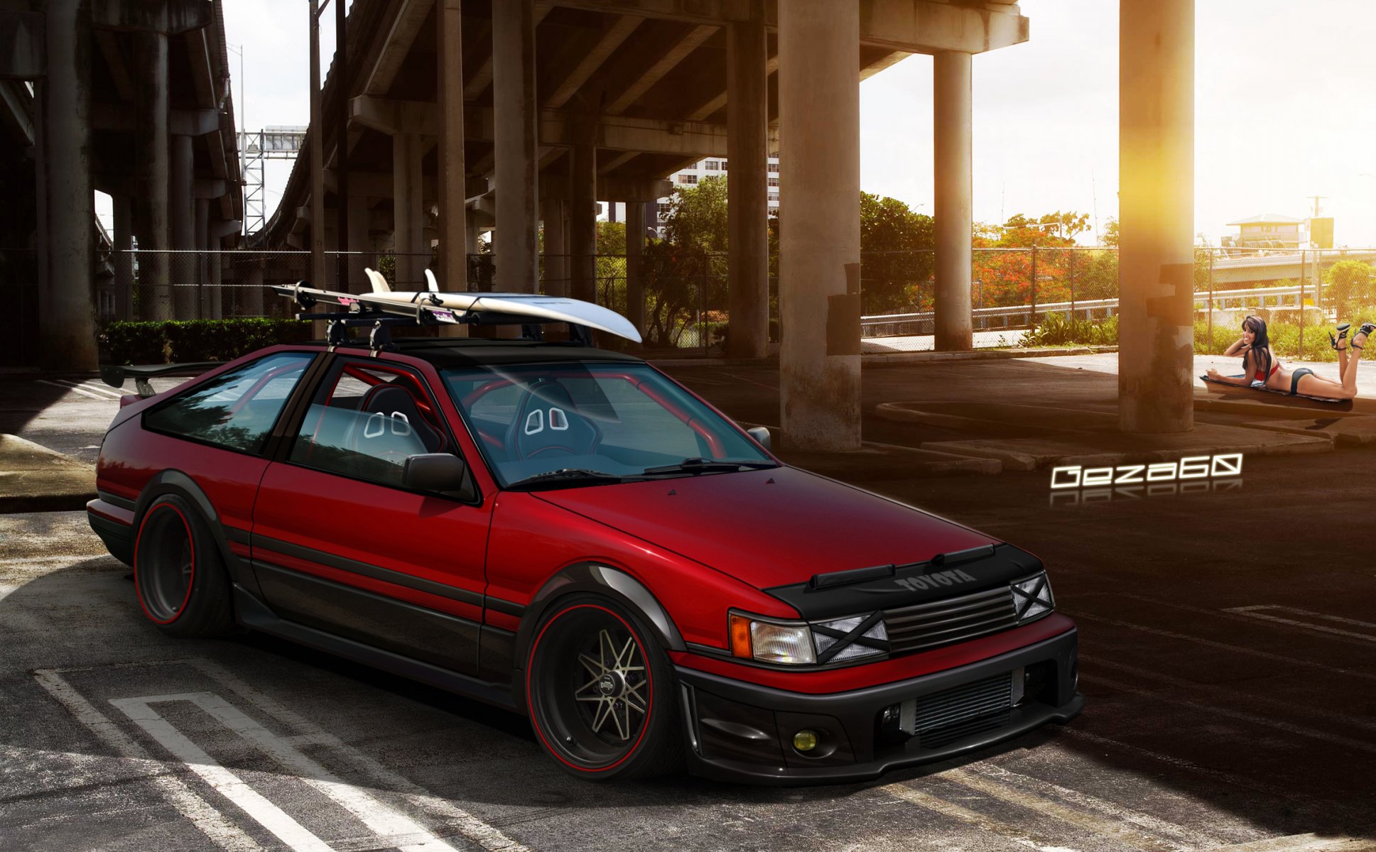 corolla ae86 toyota parking pont fille