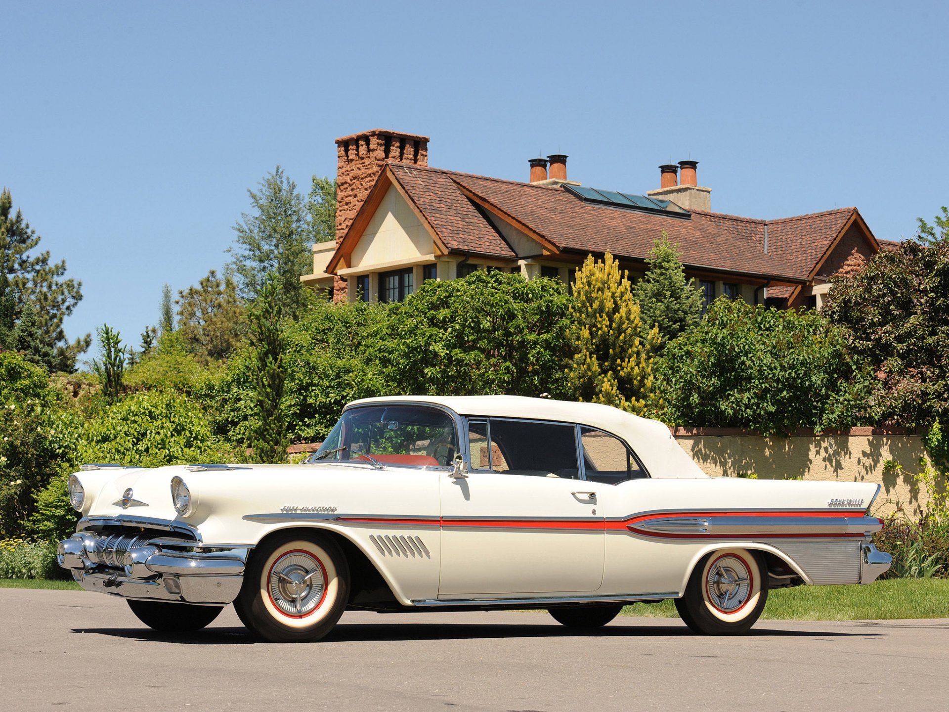 pontiac bonneville convertibile 1957 bellezza bianco attico