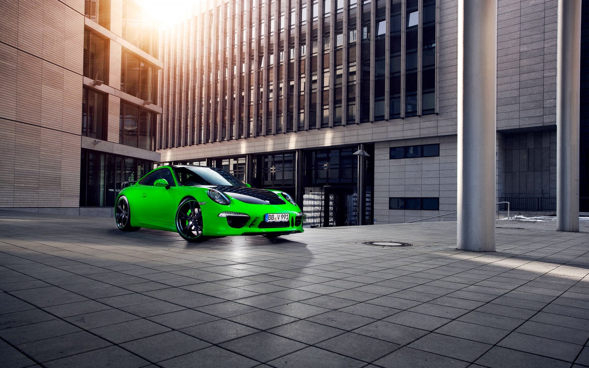 porsche 911 carrera 4s techart green sports car porsche building city