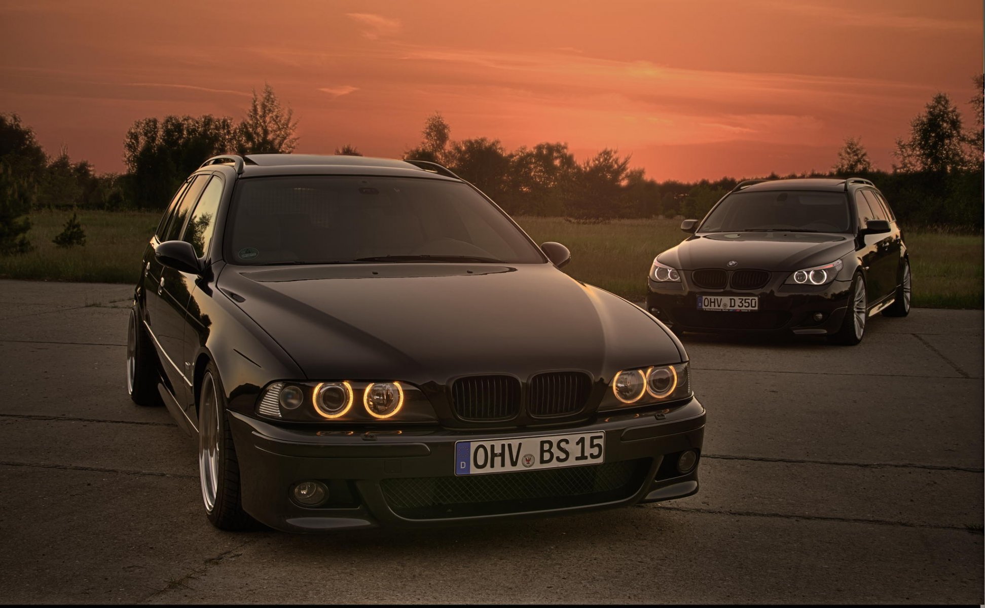 bmw e39 m5 e61 bmw headlights sunset