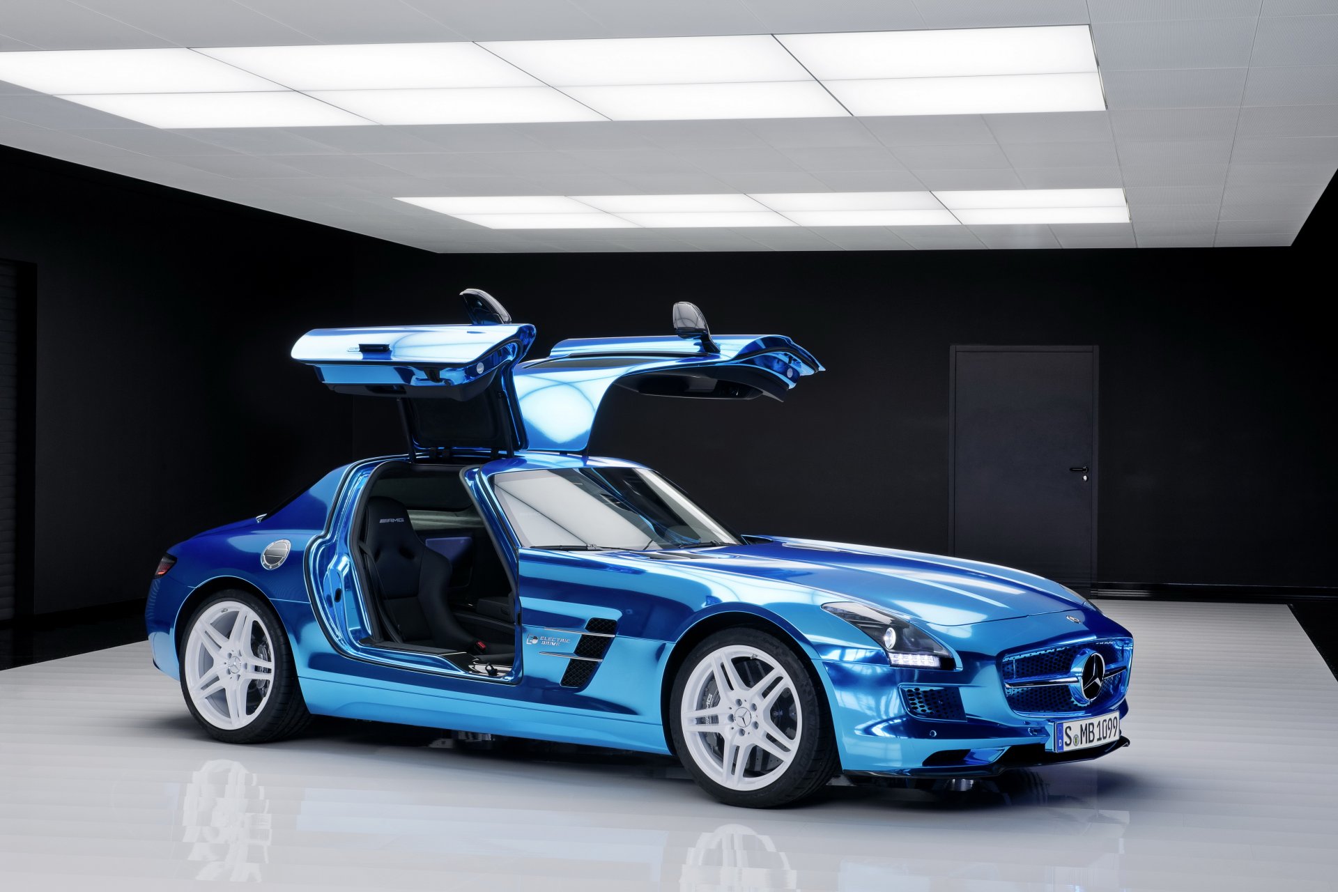 mercedes benz sls amg unidad azul coche coches mercedes puertas salón