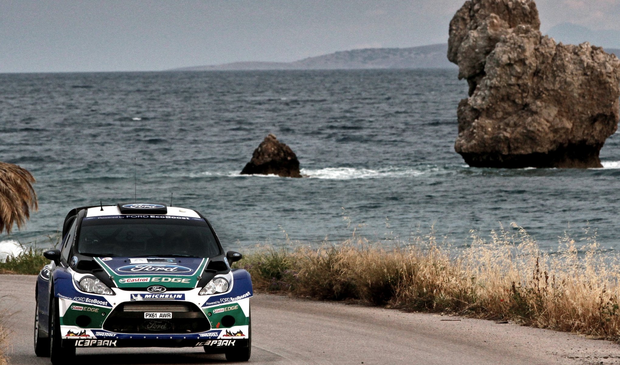 ford fiesta rally wrc jari-matti latvala greece race sea water road