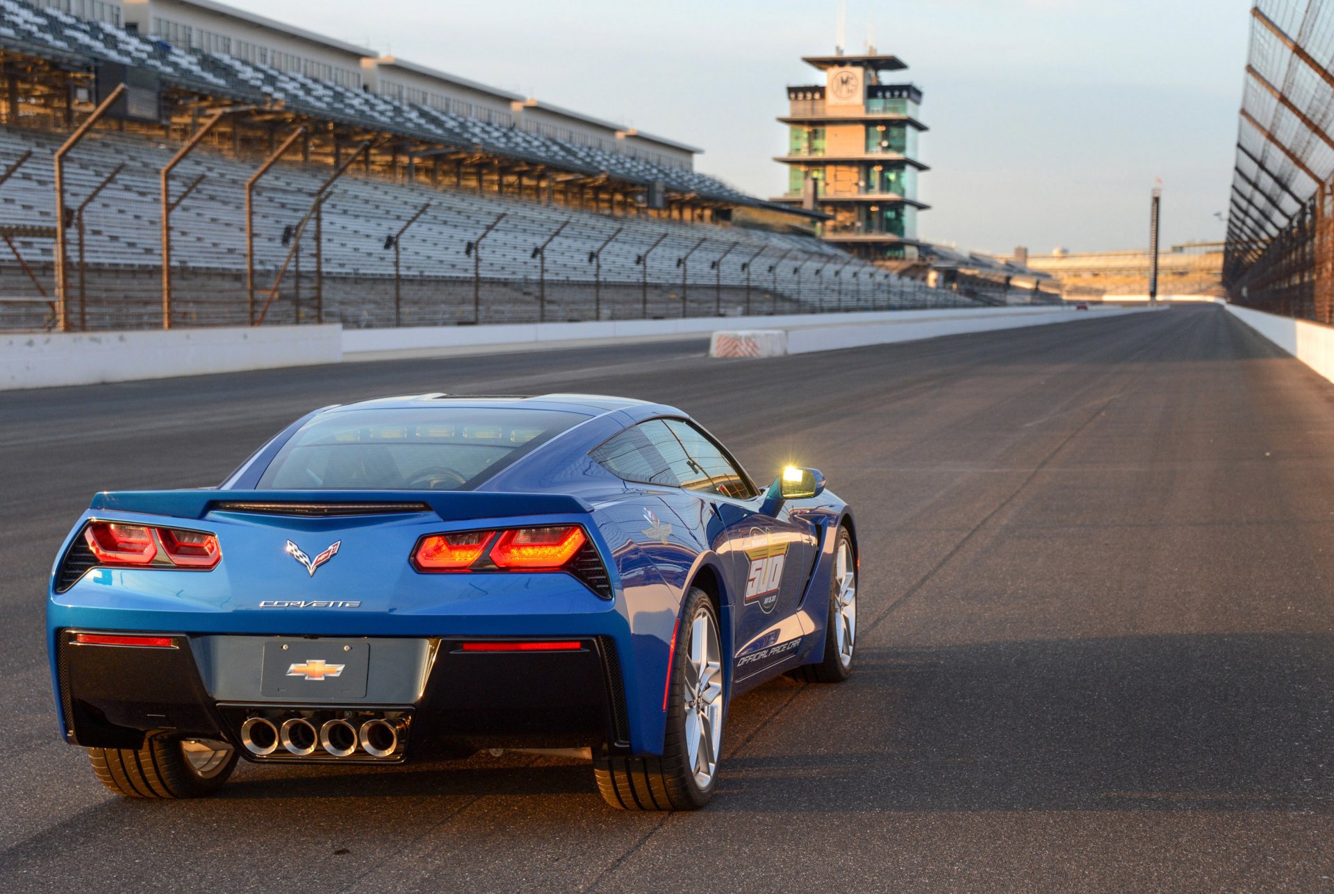 chevrolet corvette stingray c7 indy 500 pace cars rear chevrolet blue safety car