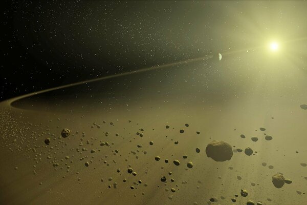 Photographie de l espace avec de petits astéroïdes