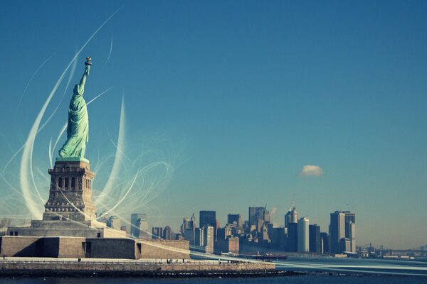 Freiheitsstatue in New York bei klarem Wetter