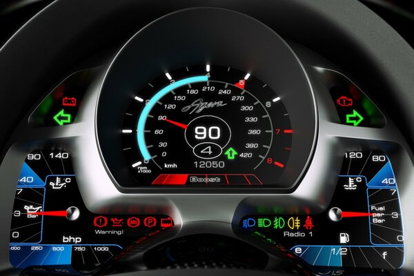 Dashboard with speedometer backlight