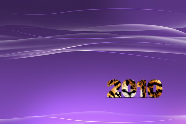 Fondo púrpura con patrón de tigre. Inscripción 2010