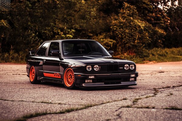 Black bmw. The car is a beautiful photo. Car tuning