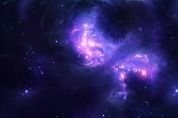 Beautiful purple star light in space