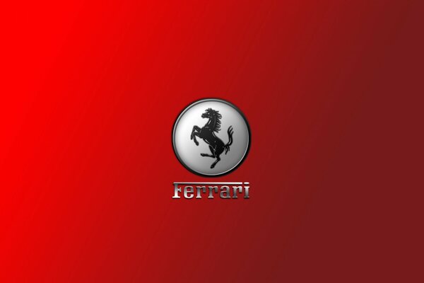 Logotipo de Ferrari sobre fondo rojo