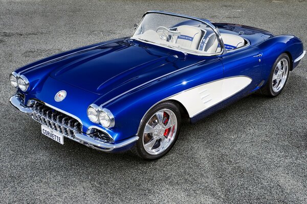 Chevrolet corvette, a classic car. blue