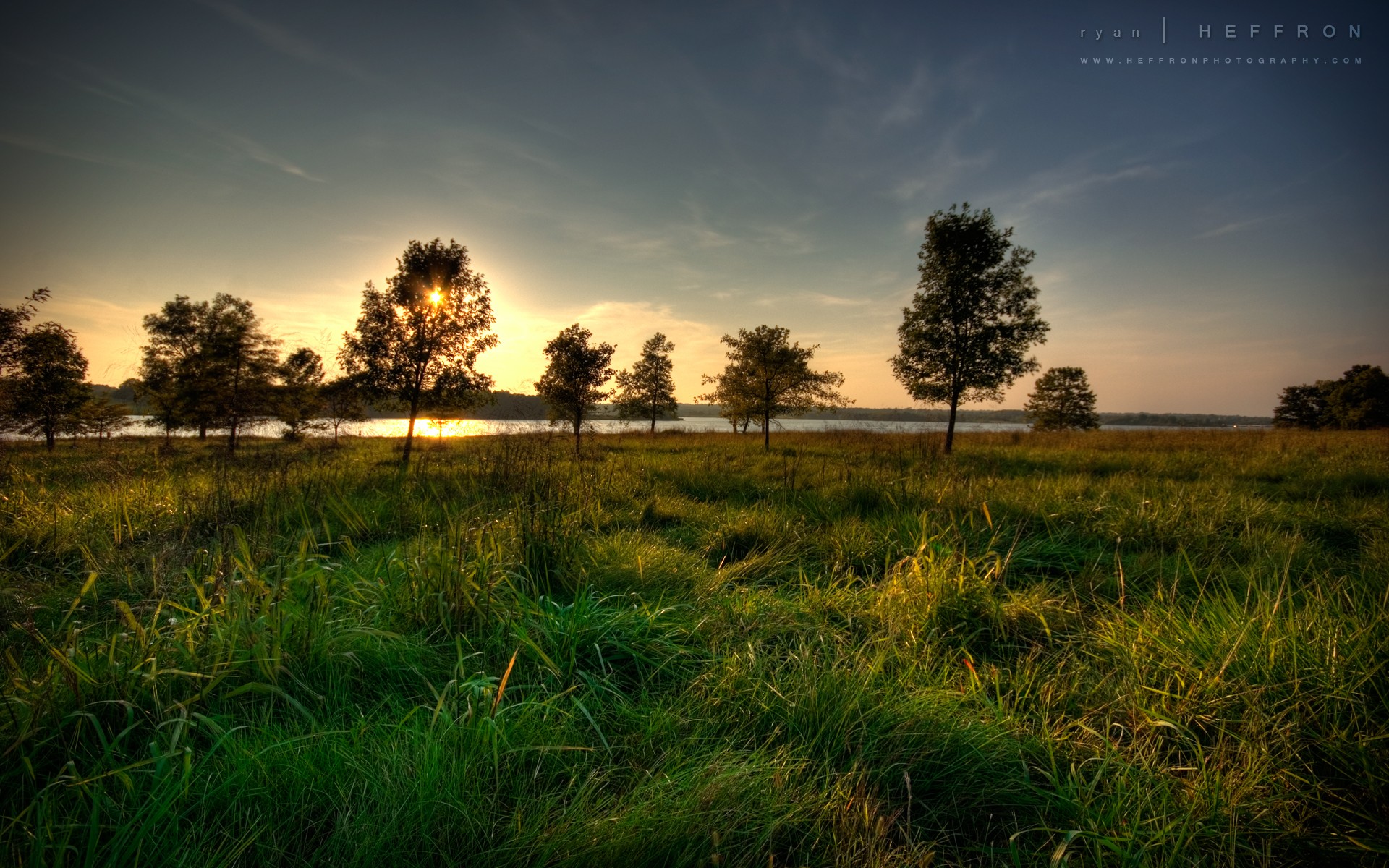 river sunset sun tree gra