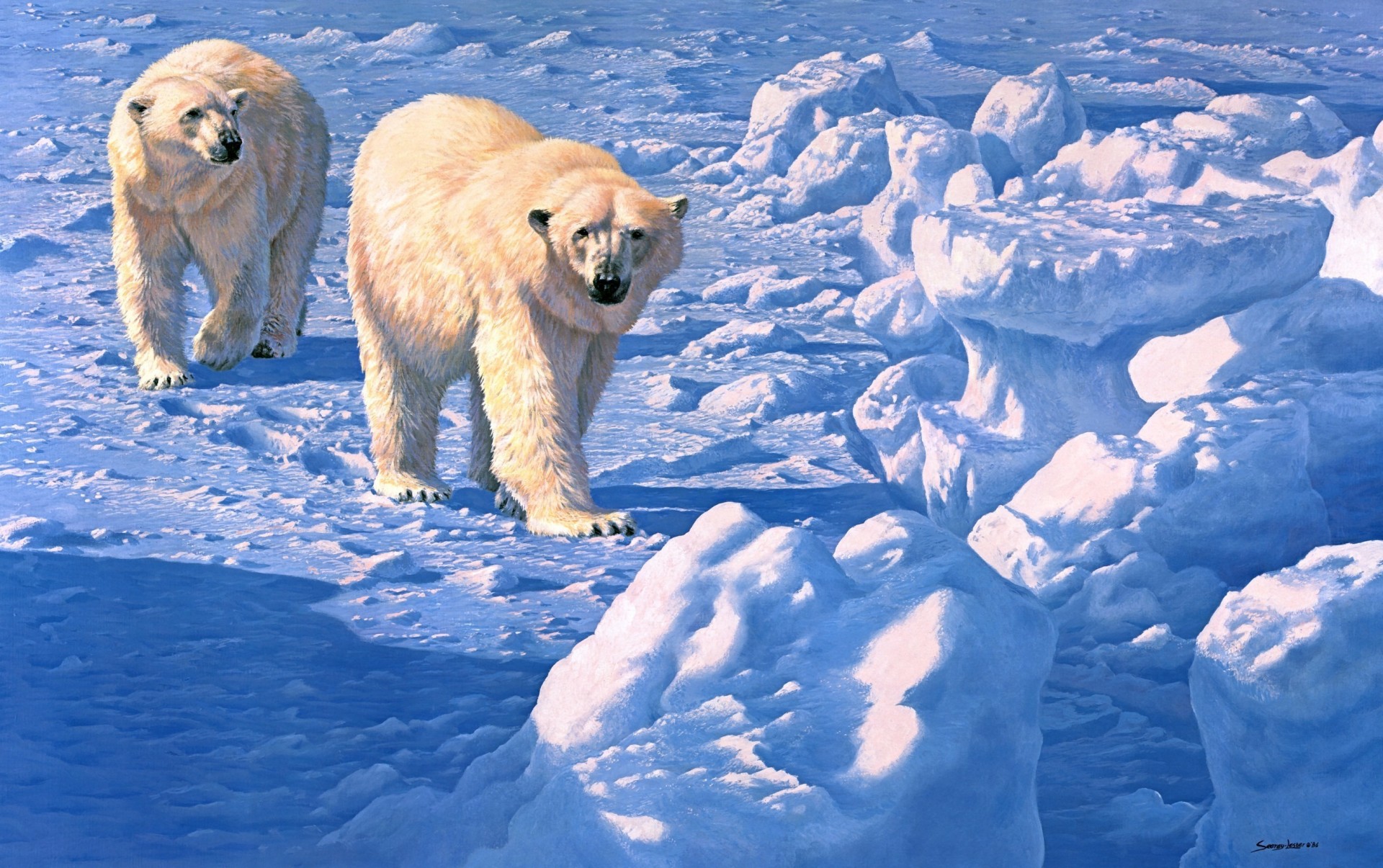 pintura oso polar nieve osos invierno polar