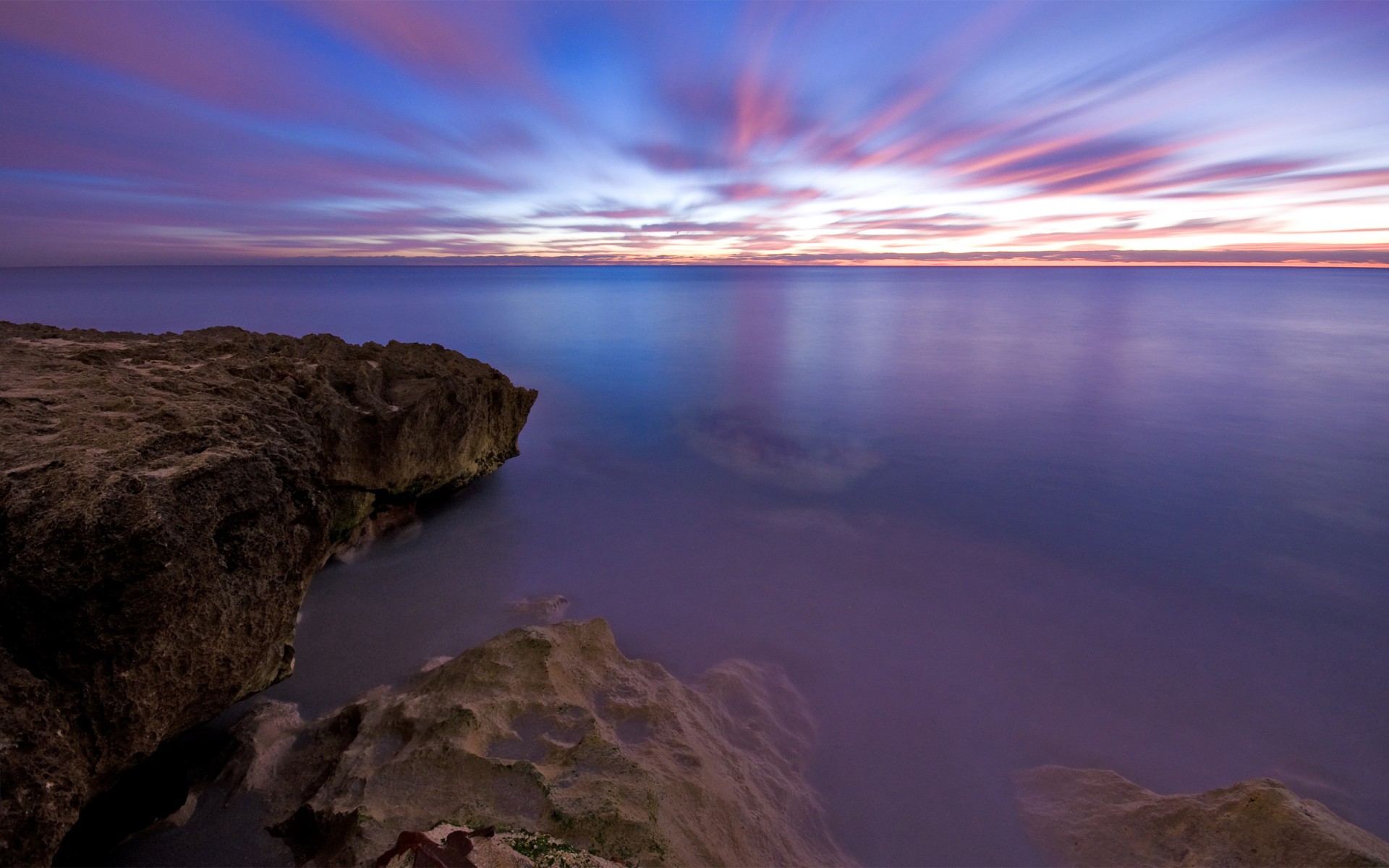 nubes rocas mar cielo amanecer agua