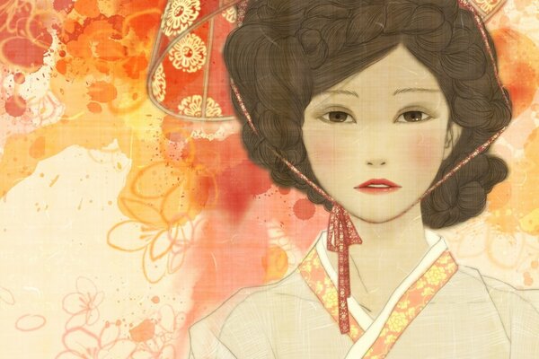 Japońska piękność szkic rysunek