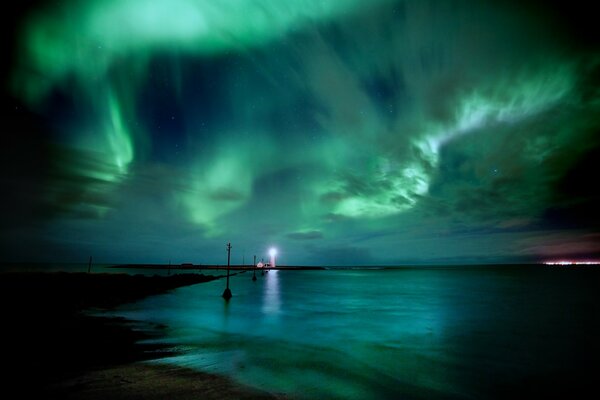 Northern Lights at night in Iceland