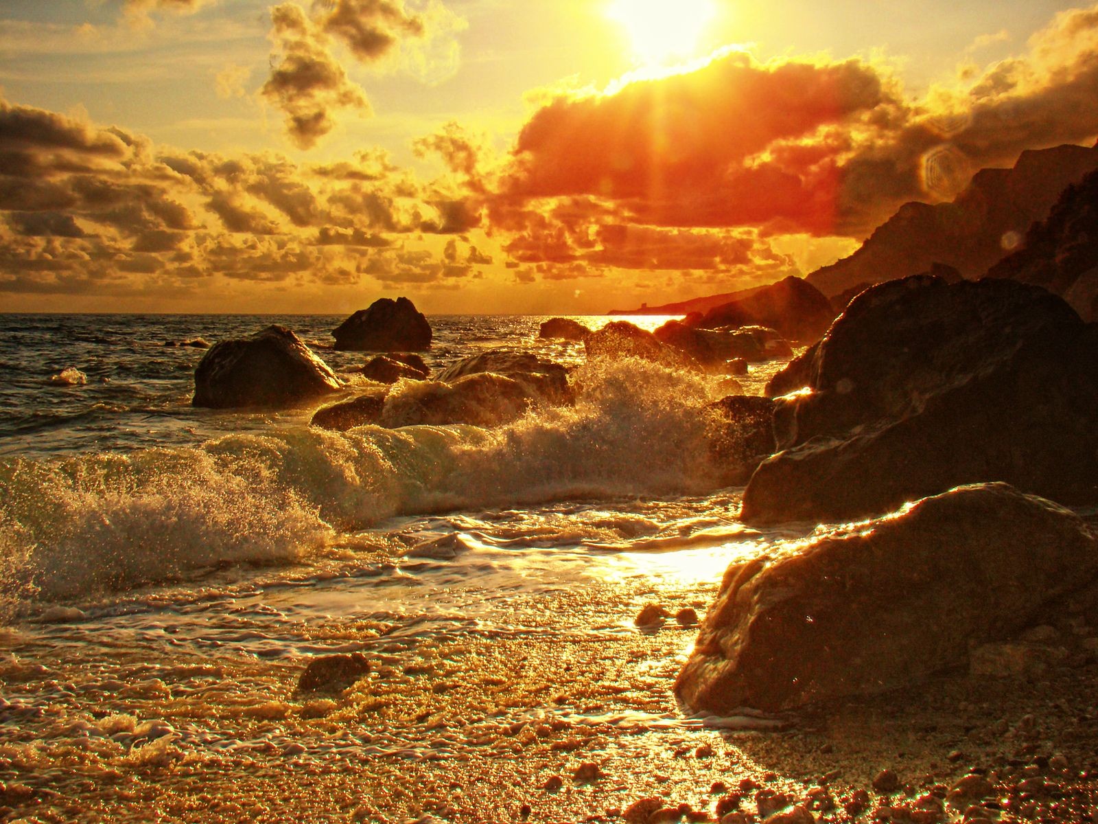 mar costa puesta de sol rocas surf