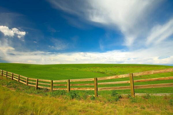 Fence in Washington field with a view of the sky