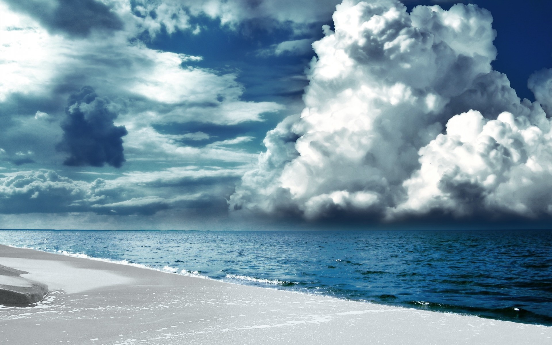 beach sea clouds storm