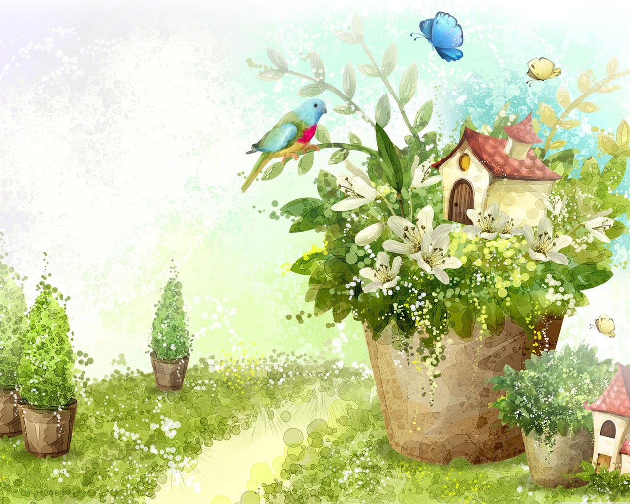 drawing wallpaper nature flower house poultry