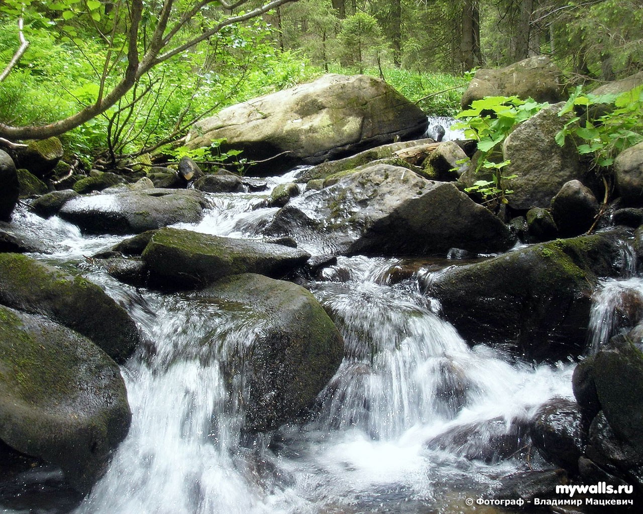 водопад камни природа