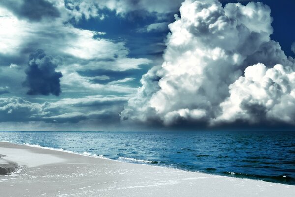 Beautiful clouds in a storm at sea