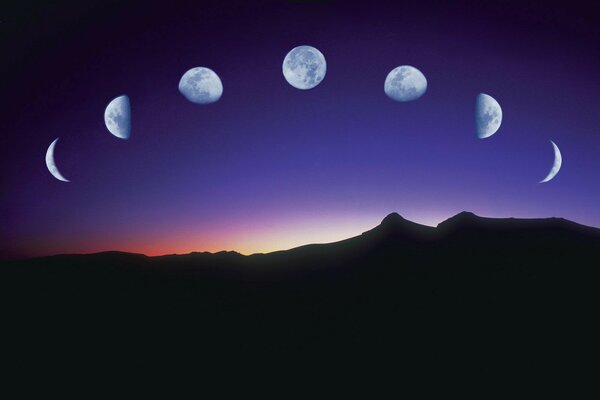Sunset night sky with moon