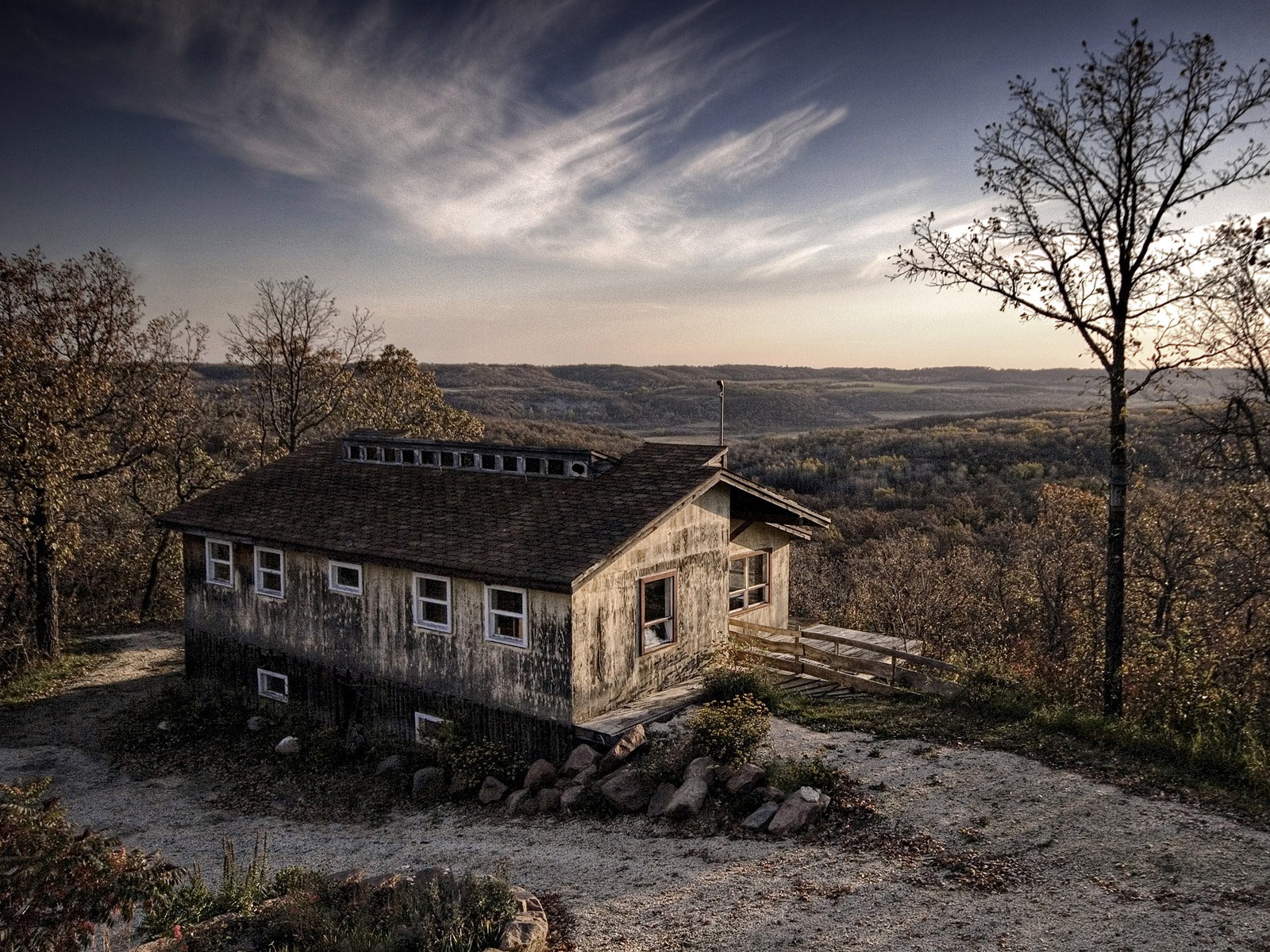 pembina valley manitoba abandoned house clouds tree valley