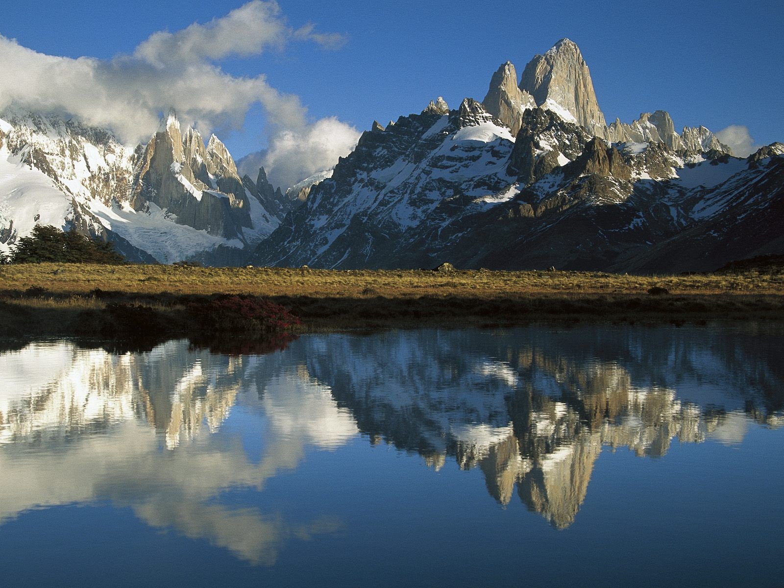 mountain lake snow