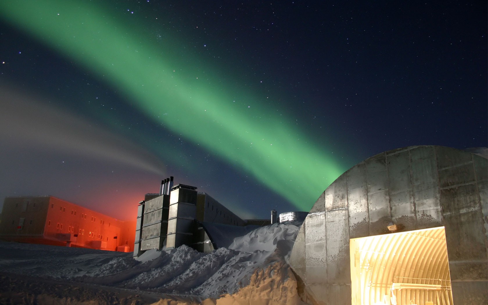 amundsen-scott südlich pol station antarktis nacht