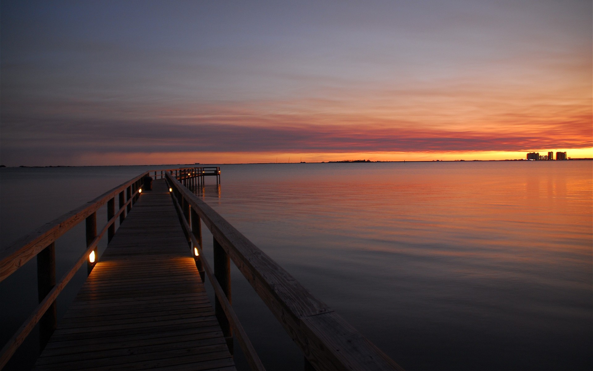 bridge sea sunset