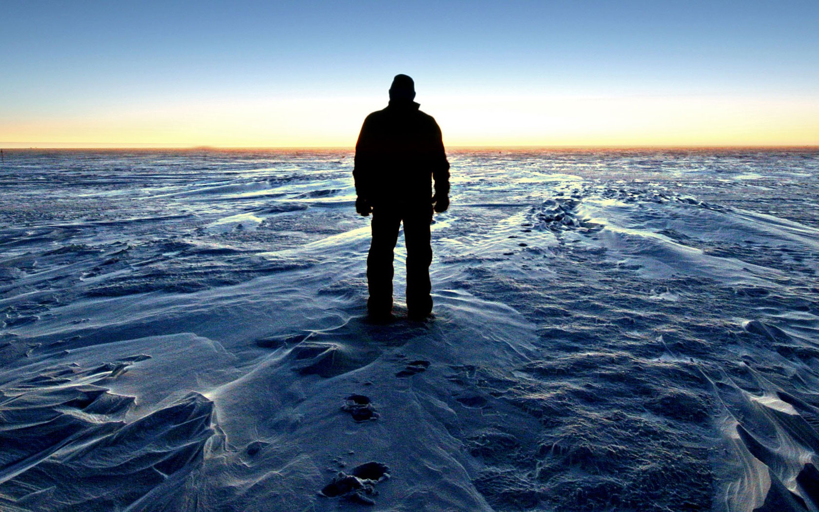 antarctic sunset man