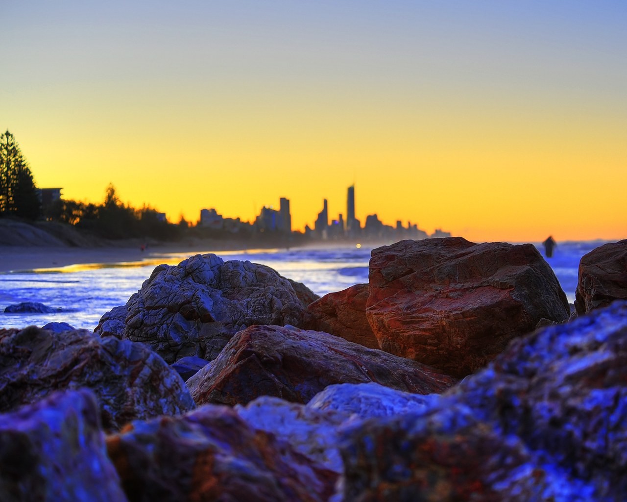 australien sydney wasser steine sonnenuntergang dämmerung