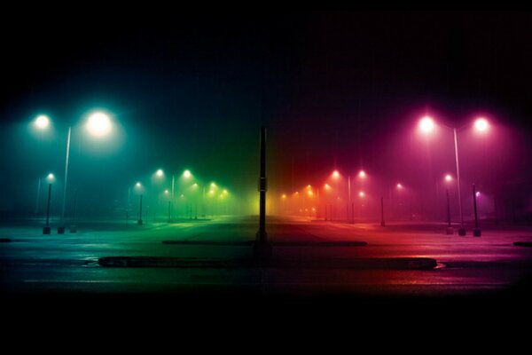 Multicolored lanterns in the night