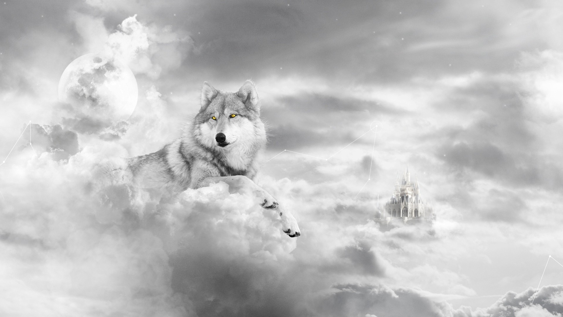 lock wolf art white