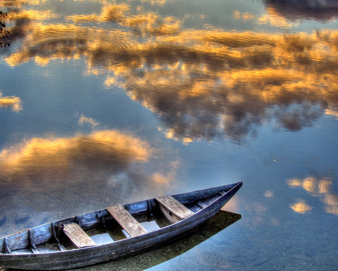 boat reflection cloud