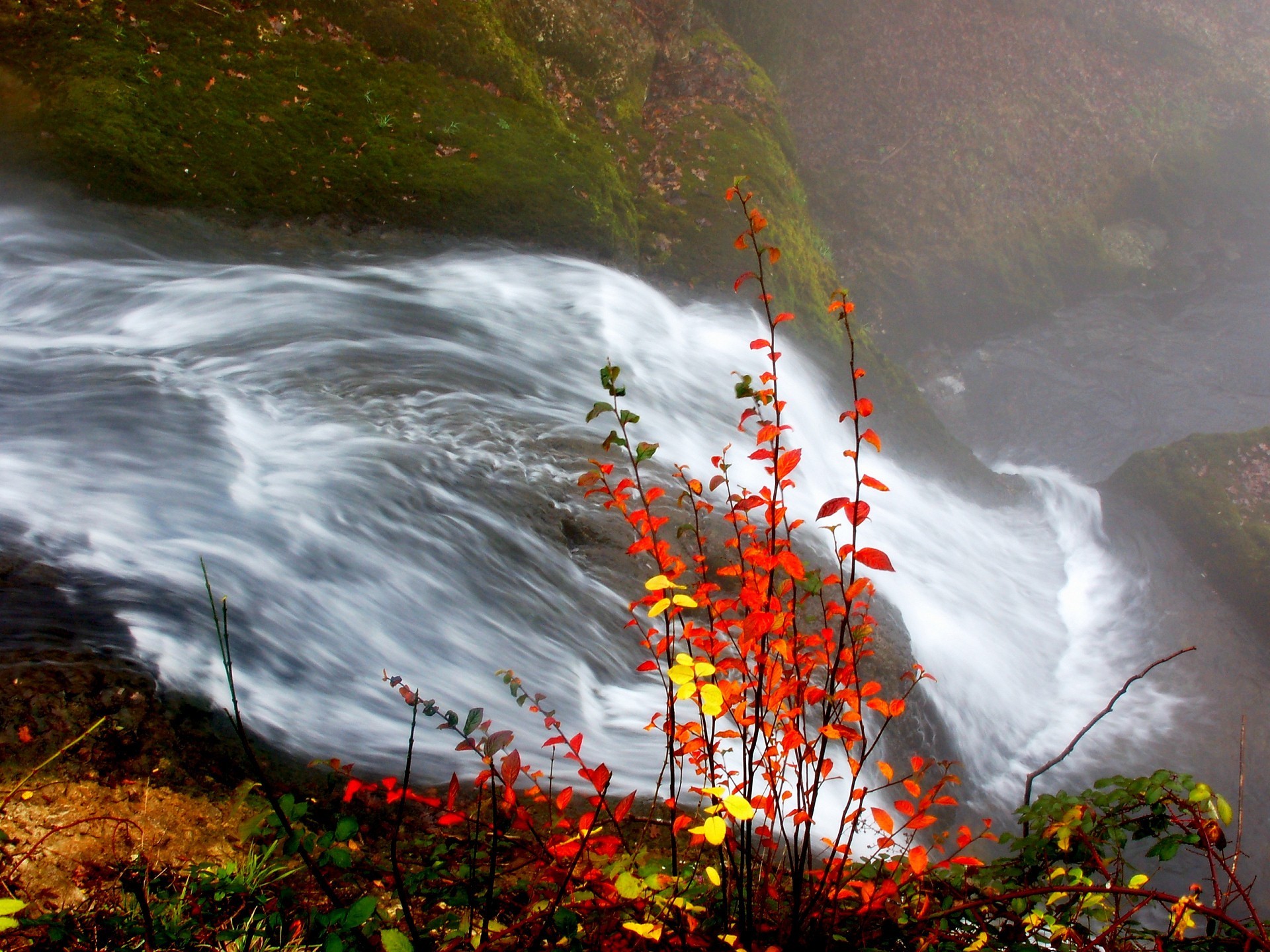 wasserfall fluss herbst blätter