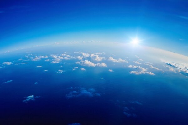 White clouds in a blue sky