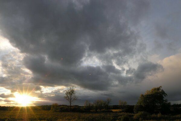 Untergehende Sonne in der Steppe