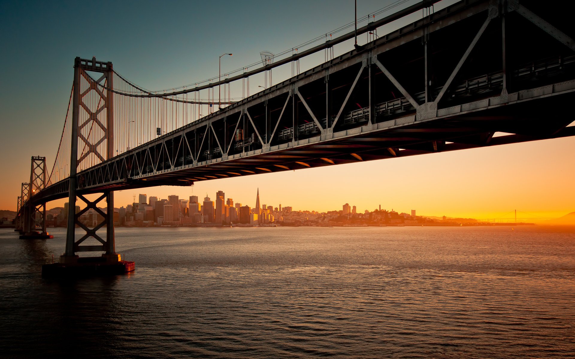 bridge sunset san francisco evening san francisco water