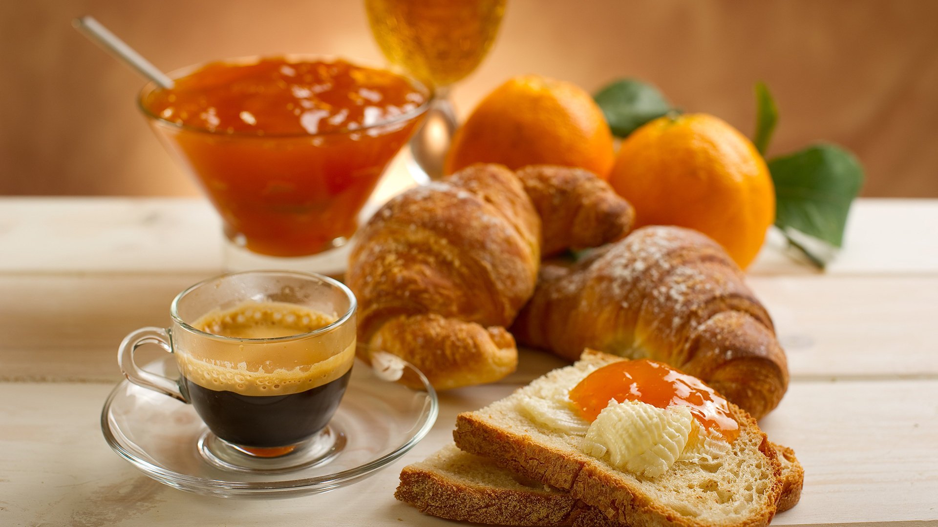 plate food jam bread croissants cup coffee mug