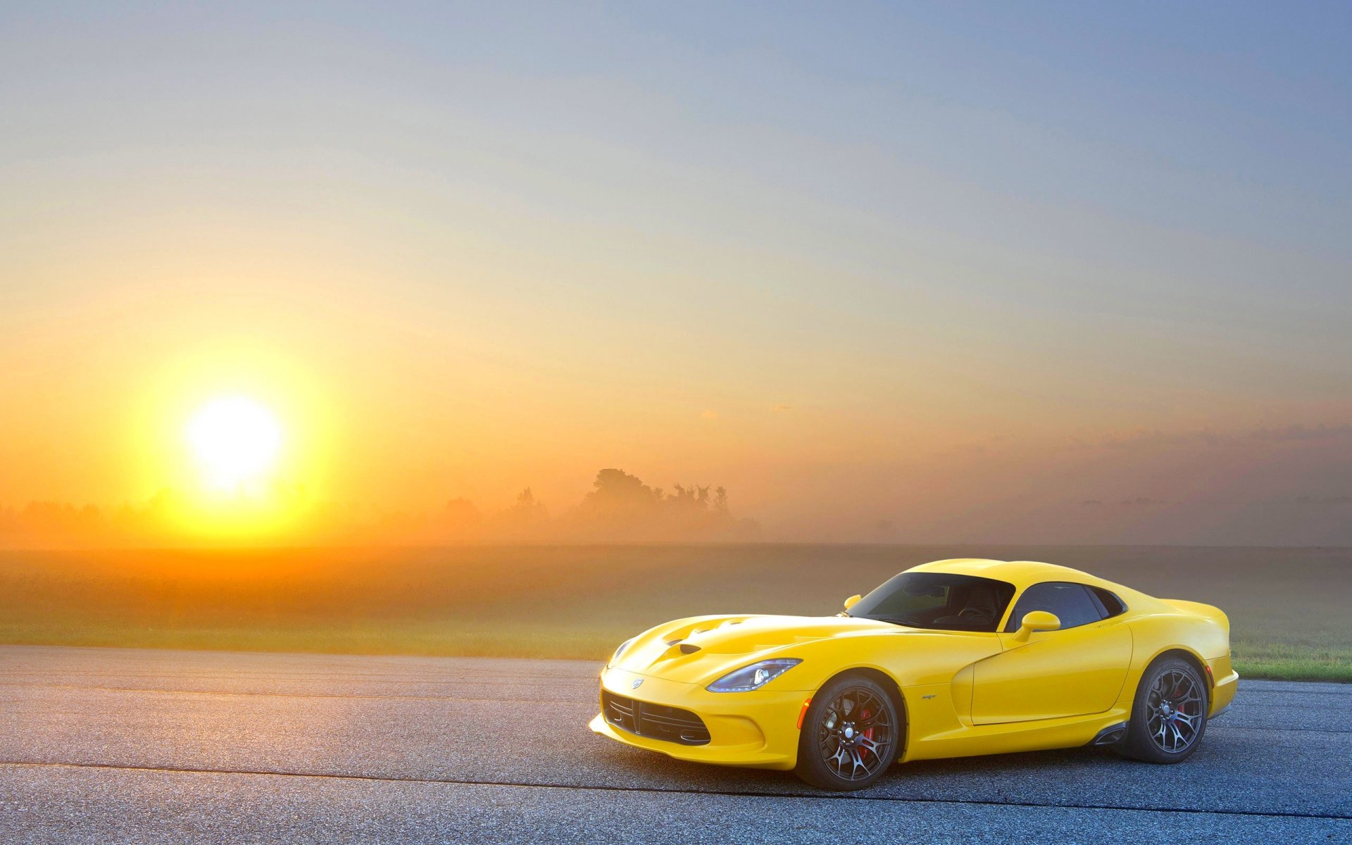 esquivar cien víbora gts viper amarillo sol cielo puesta de sol asfalto