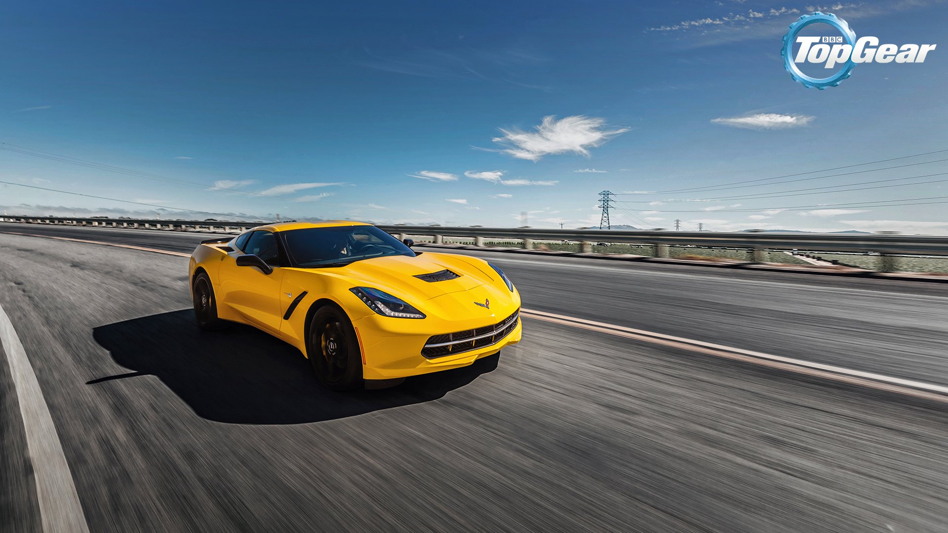 top gear top gear marcia più alta la migliore trasmissione televisiva chevrolet corvette stingray coupé c7 chevrolet stingray giallo strada anteriore cielo