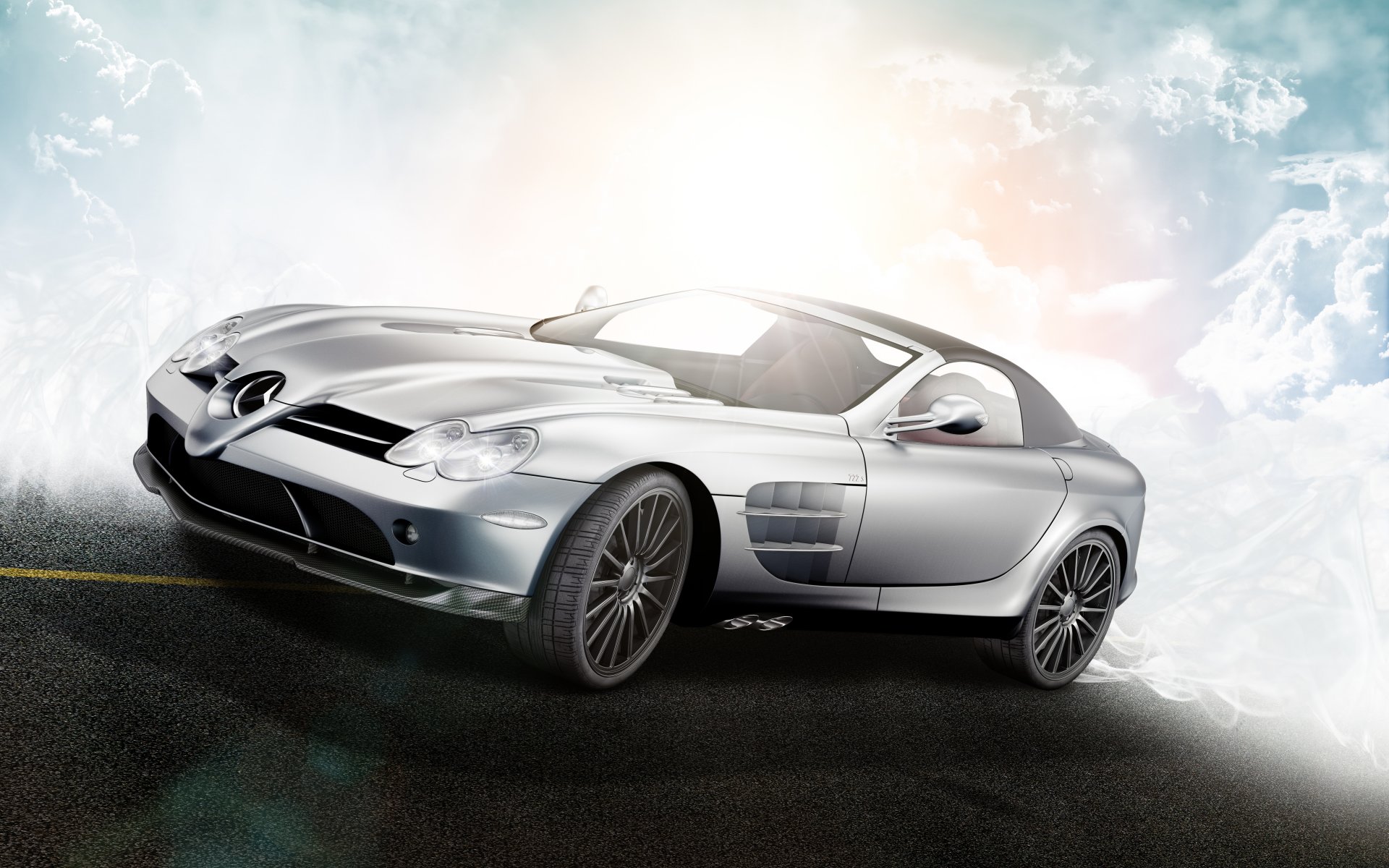 mercedes-benz slr mclaren roadster 722 s r199 par d4d4l argent nuages