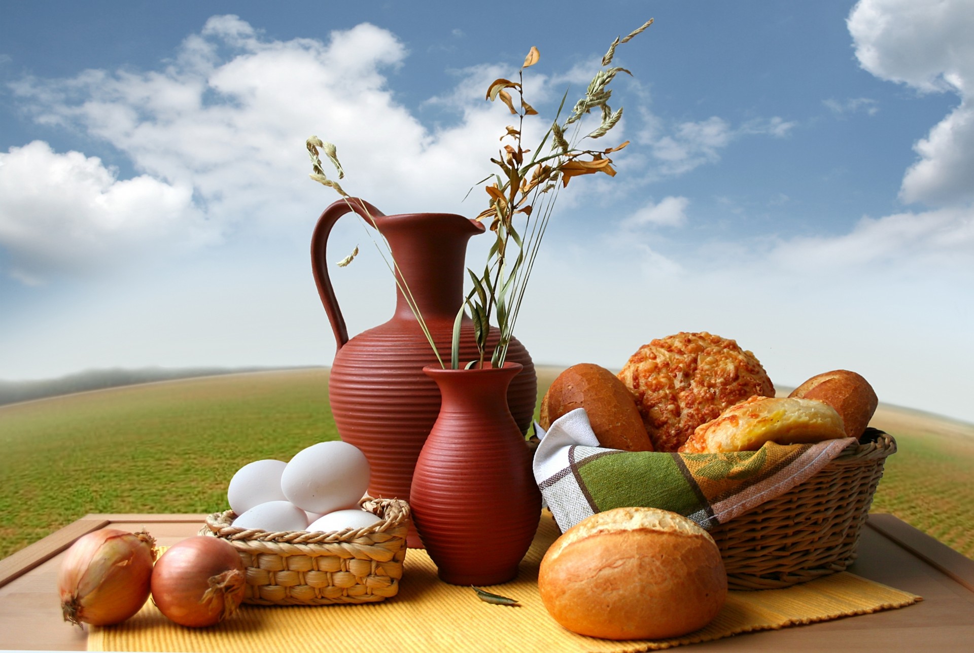 milch brot eier abendessen