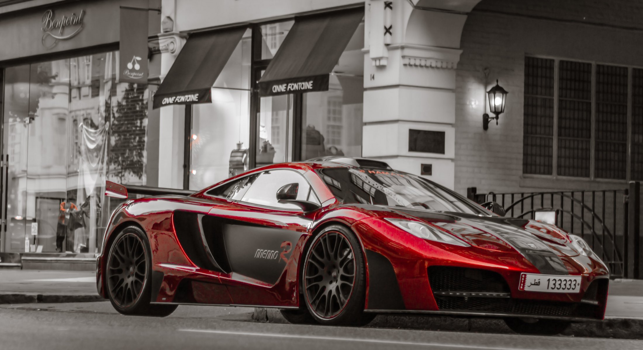 car auto car mclaren mp4-12c city road tuning building background red metalic