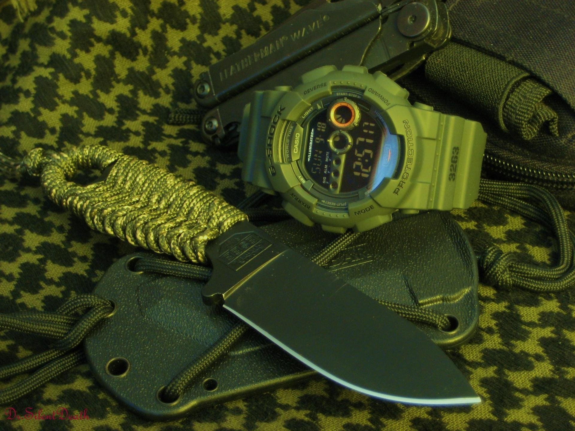 cuchillo multiherramienta trenza reloj cordón funda