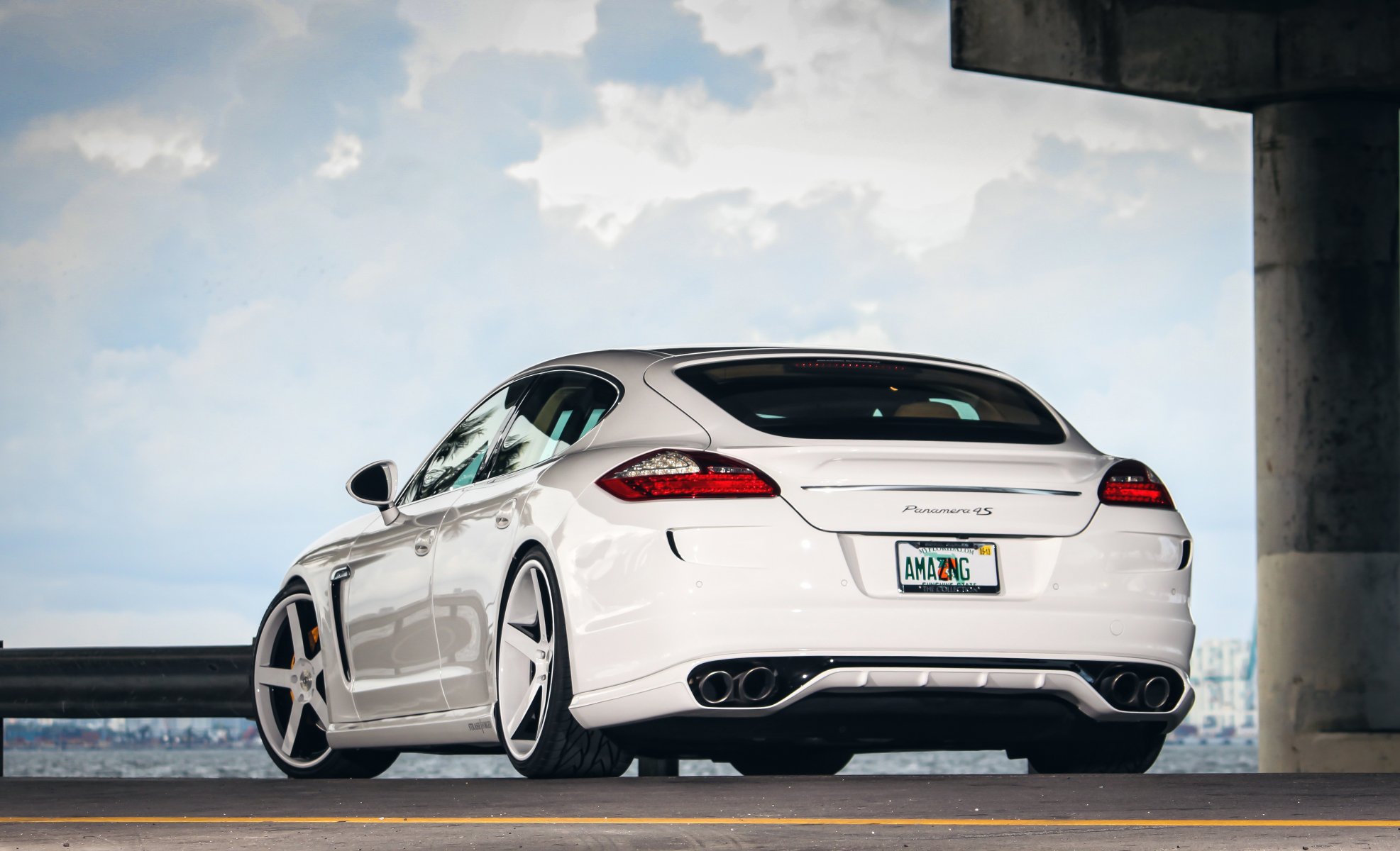 porsche panamera car machinery tuning sky clouds drive